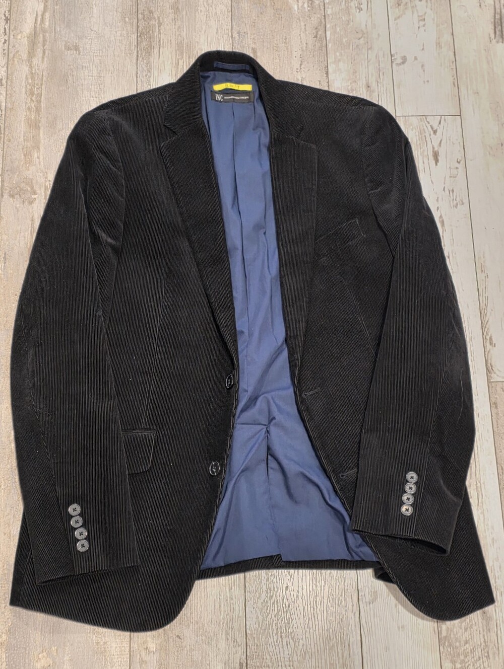 (M) Men's Inc. International Concepts Corduroy Blazer Black Slim Fit Sport Coat